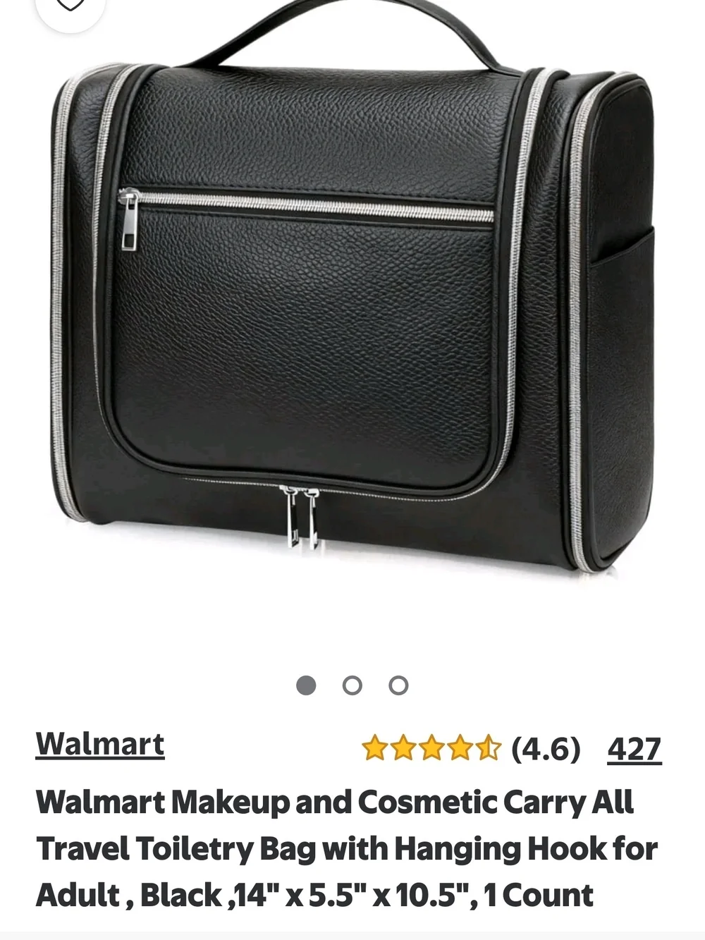 Black Travel Toiletry Bag with Gold Accents